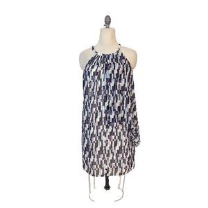 White House Black Market Purple Blue Geometric Layered Dress 6